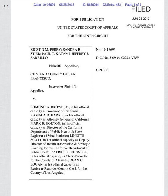 Prop. 8: 9th Circuit Order Dissolving Stay
