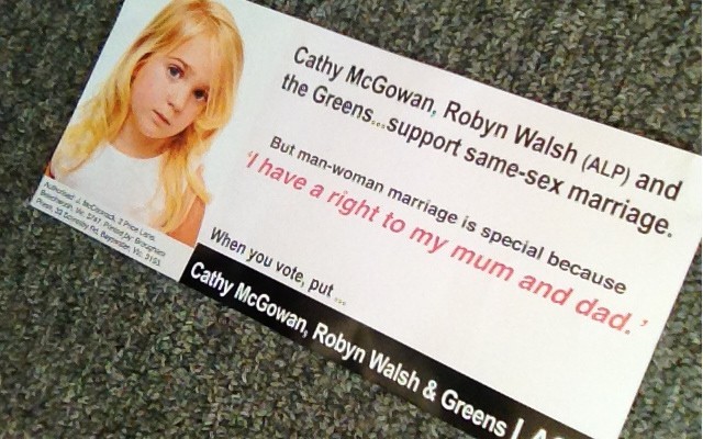 Children featured in Election Anti-Marriage Equality push