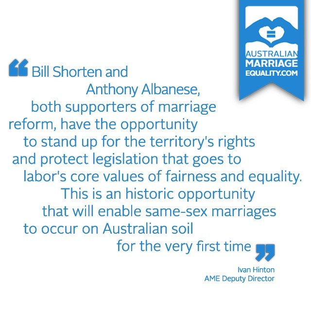 Media Release: Call on Labor & Coalition To Protect ACT Marriage Equality Laws