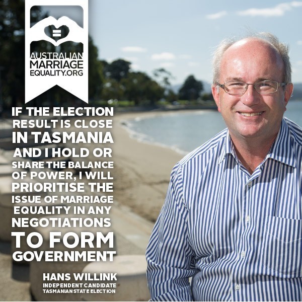 Candidate Pledges to Make Marriage Equality Key To Who Forms Next Tasmanian Government