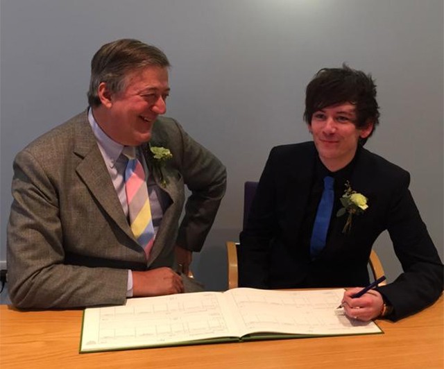 Stephen Fry marries fiance Elliott Spencer: ‘We go into a room as two people, sign a book – and leave as one’